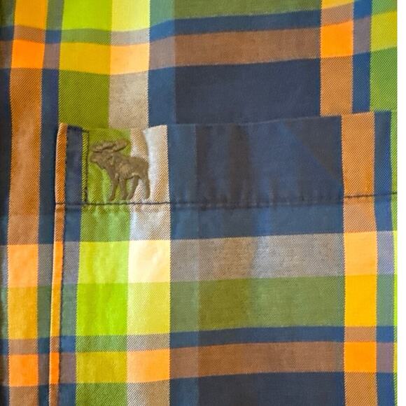 Abercrombie & Fitch Multicolor Plaid Casual Button Up Oxford Shirt Size XXL Y2K - Picture 5 of 9